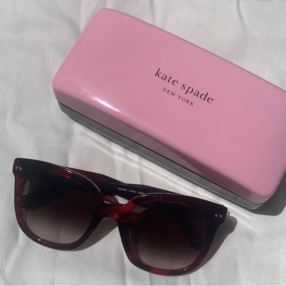 💯Auth Kate Spade deep cherry red sunglasses brand new atalia/s w/ case